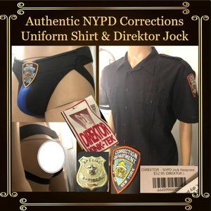 XL NYPD Corrections Officer Shirt & DIREKTOR NYPD Neoprene Jockstrap Kink